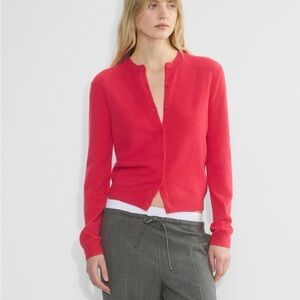 Aritzia Bare Cashmere Crew Cardigan - Cherry Red